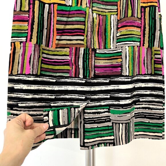 Anthro Odile Spectrum Maps Velvet Multicolor Stripe Colorblock Mini Skirt Sz 6 - Picture 8 of 13